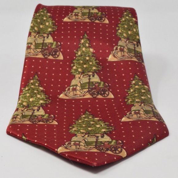 Santas Dream Silk Neck Tie Christmas Tree Gift Holiday Party Career Office Xmas - Picture 3 of 10